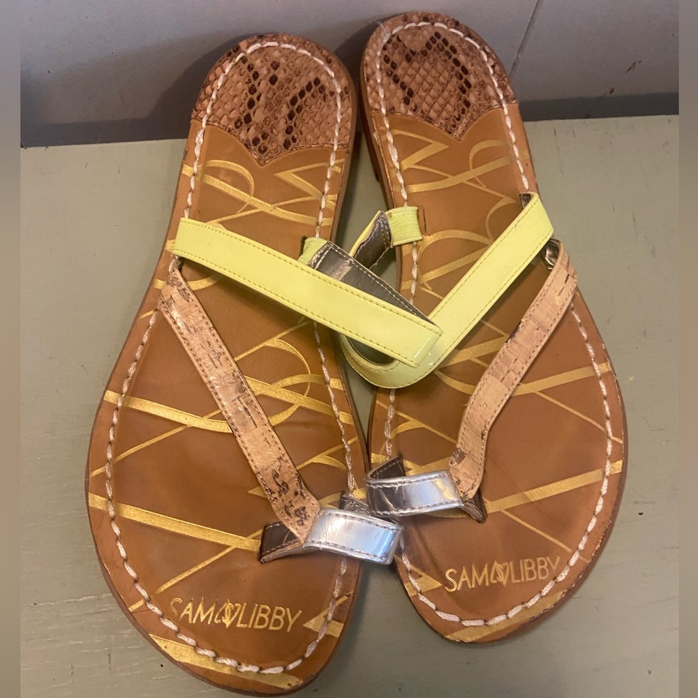Sam & Libby flip flop flats thong sandals womens 6 1/2 slip on summer reptile
